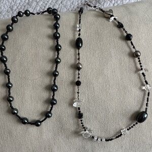 Elegant Black and Silver Beaded Necklace Set